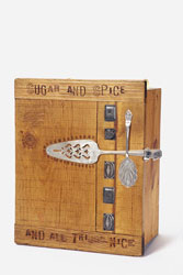 unusual handmade cupboard made from chopping boards & kitchenalia